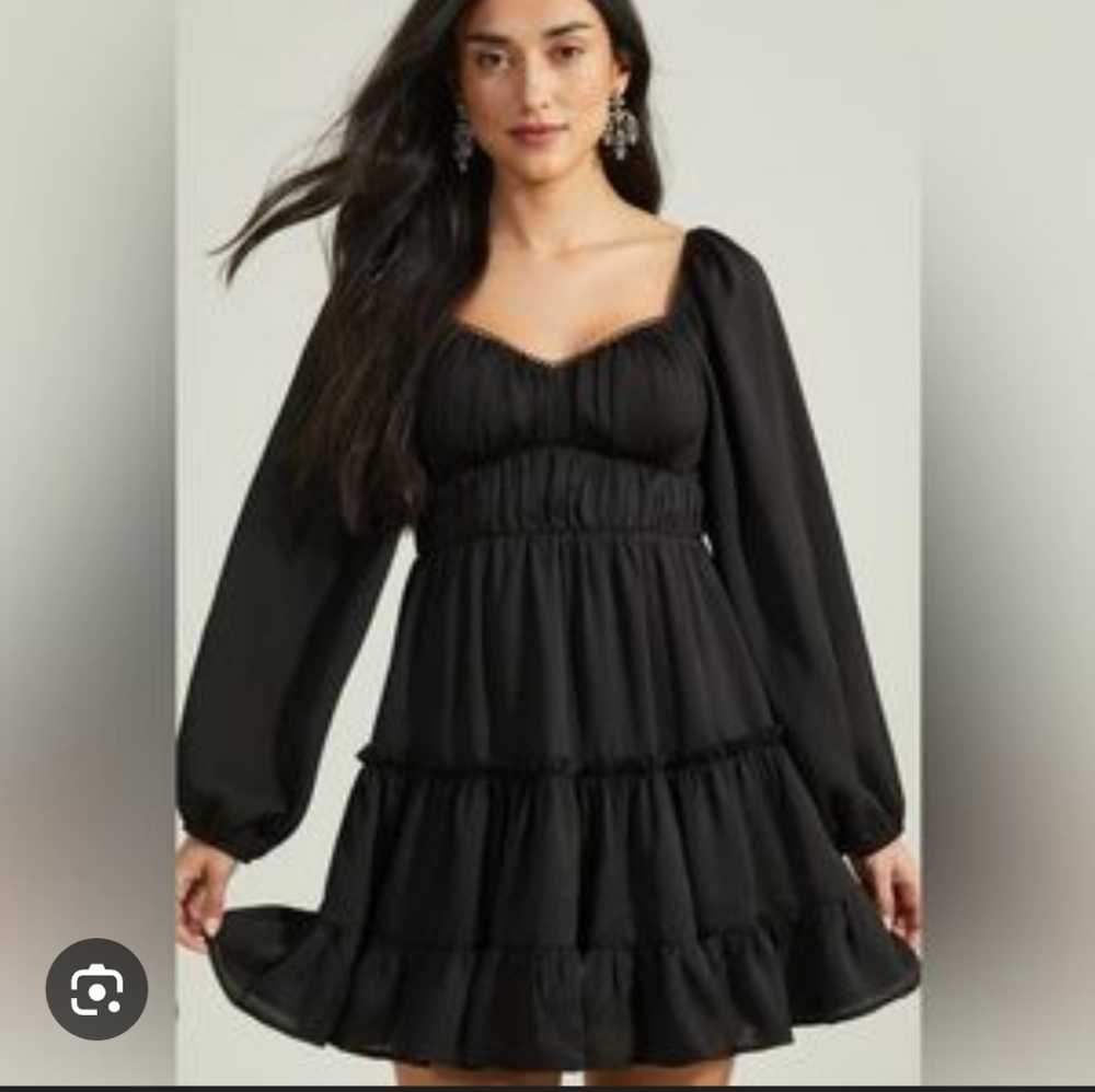 Altar'd State Black Tiered Mini Dress